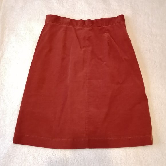 Burnt orange corduroy button-up skirt - Picture 5 of 7